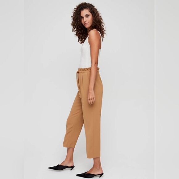 Aritzia Wilfred Kari Pant Cropped, paperbag-waist pants Color:Honey Brown SizeXS - Picture 4 of 13